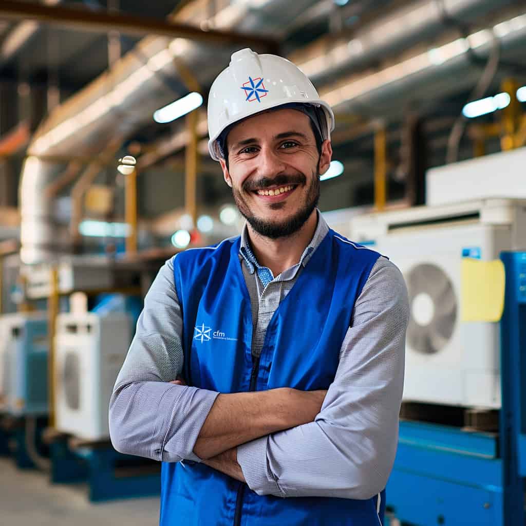 Trabajador de CFM Ventilación y soluciones en la fabrica de productos de ventilación